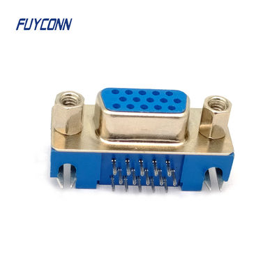 Connecteurs D-sub haute densité 15 broches, connecteur HD DB femelle à Angle droit pour PCB