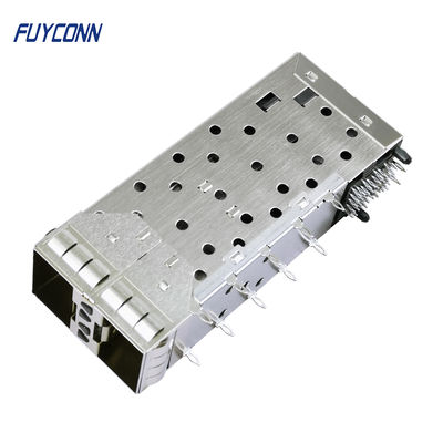 2x1 2 Port SFP+ Connector 40 Pin Female PCB Mount with Light