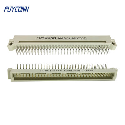 connecteur à angle droit de prise masculine de carte PCB de rangées du connecteur 2 de 64Pin DIN 41612 euro